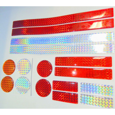 Pružné reflexní odrazky s podlepením různé velikosti (vše po 2 ks) Pružné reflexní odrazky s podlepením různé velikosti (vše po 2 ks)