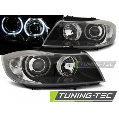 BMW E90/E91 03.2005-08.2008 přední čirá světla Angel Eyes LED black