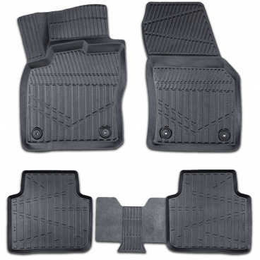 Gumový set 3D přesných autokoberců Škoda Kodiaq 2017-24 včetně krytu zadní střední části