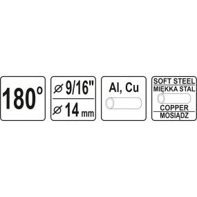 Ohybačka na trubky Al, Cu, 180°, pr. 9/16" - 14mm