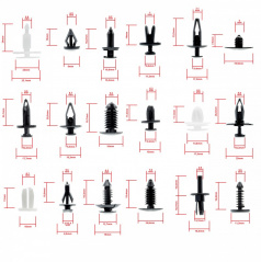Univerzální sada různých typů plastového uchycení do auta 18 druhů / 415 ks