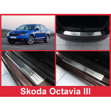 Sada nerez autodoplňků 5 ks Škoda Octavia III 2013-16