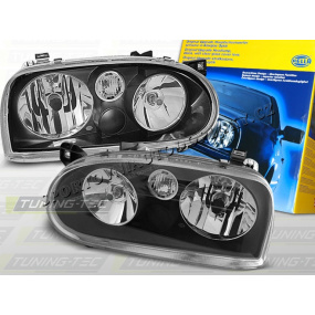 VW GOLF III 1991-97 PŘEDNÍ ČÍRÁ SVĚTLA HELLA BLACK